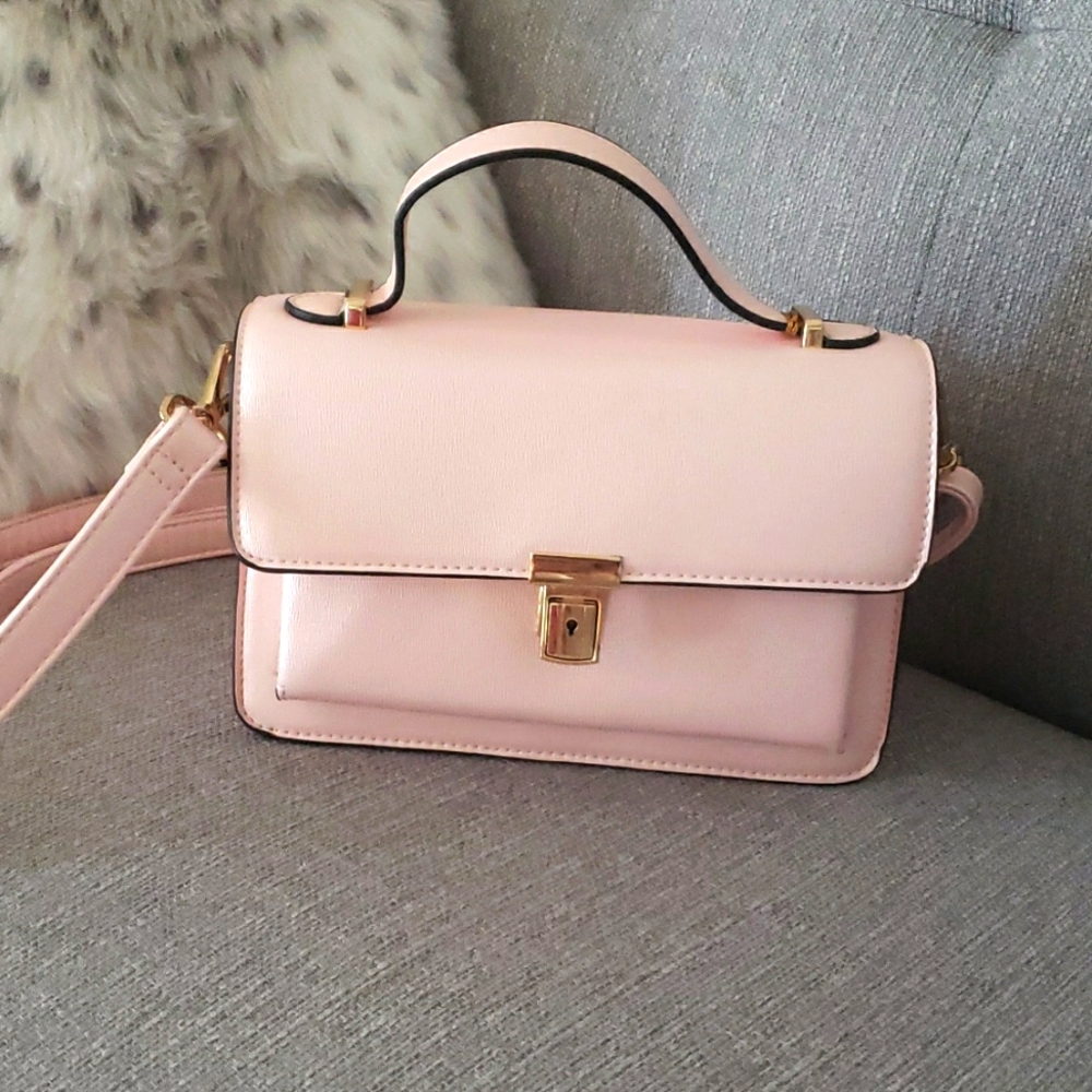 Pink Vegan leather satchel bag
